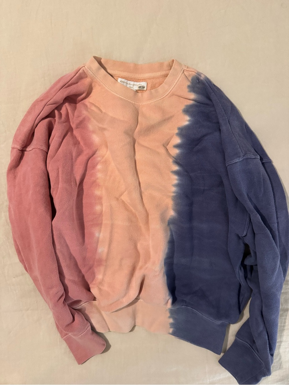 Spiritual Gangster Tie-Dye Crewneck Sweater - Pink, Peach & Blue